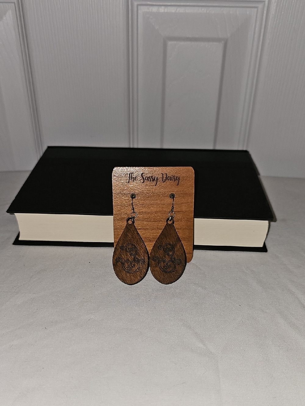 Brown Wood Teardrop Earrings